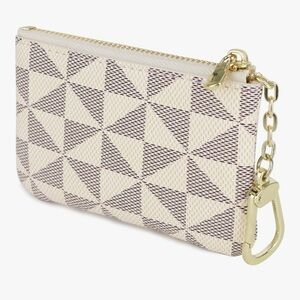 White Pattern Print Keychain Pouch